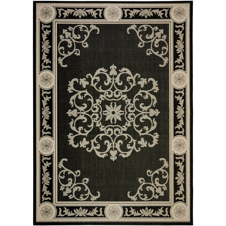 SAFAVIEH Indoor Outdoor CY2914-3908 Courtyard Black / Sand Rug Image 4