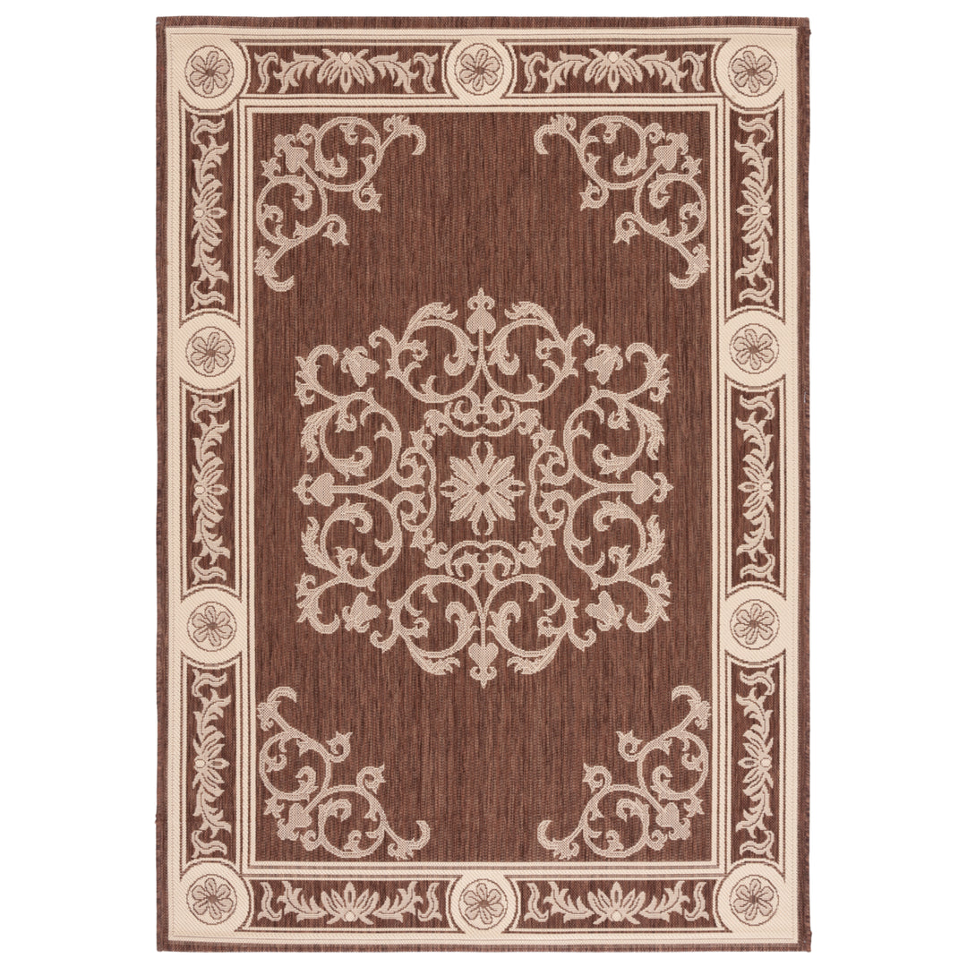 SAFAVIEH Outdoor CY2914-3409 Courtyard Chocolate / Natural Rug Image 5