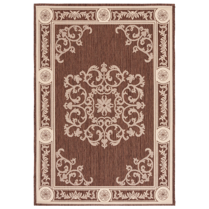 SAFAVIEH Outdoor CY2914-3409 Courtyard Chocolate / Natural Rug Image 5