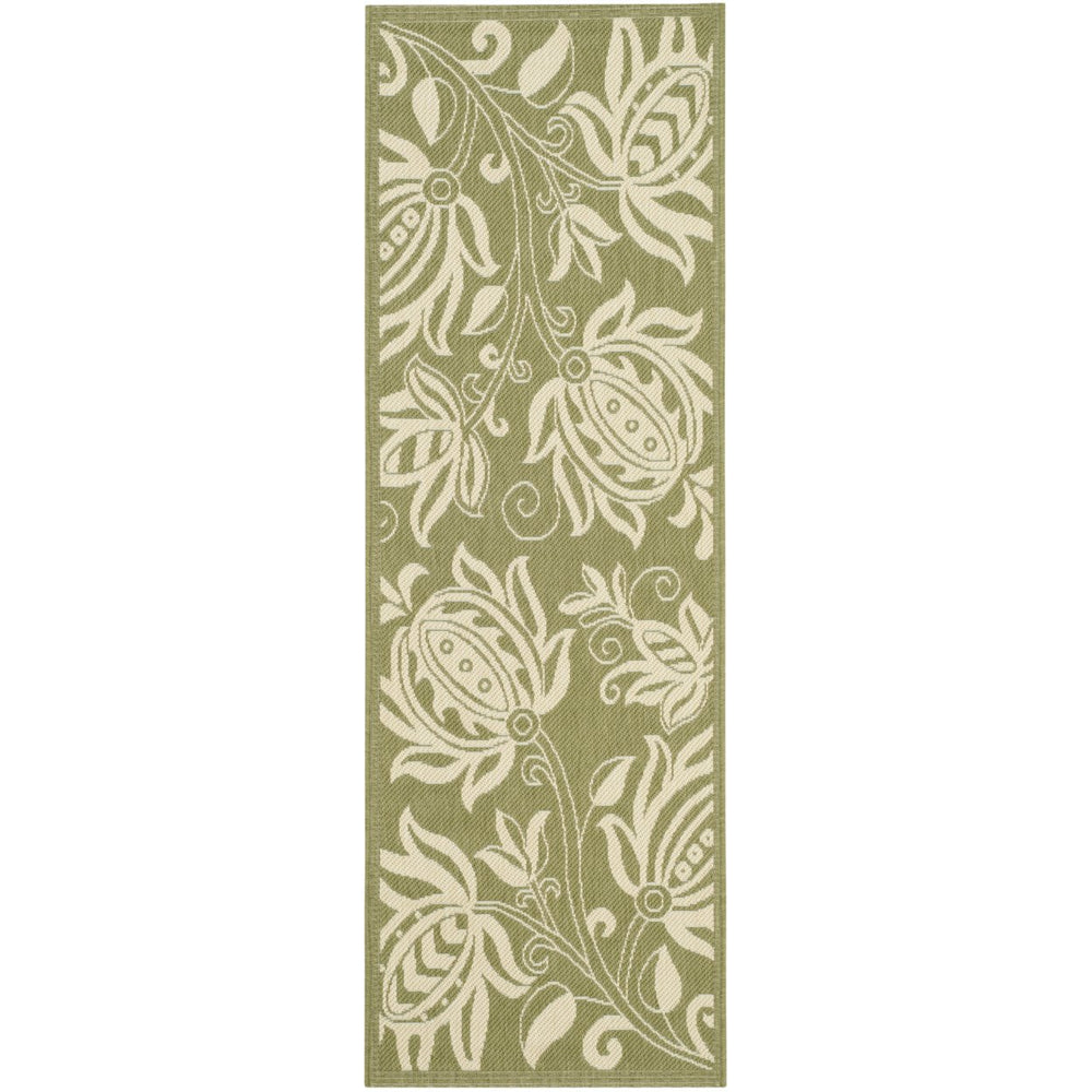 SAFAVIEH Outdoor CY2961-1E06 Courtyard Olive / Natural Rug Image 2