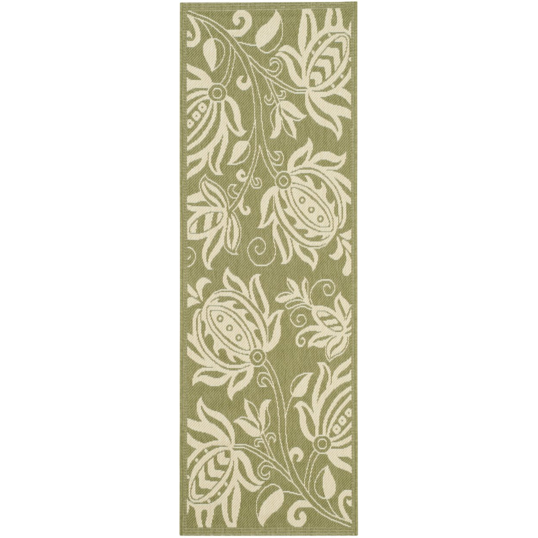SAFAVIEH Outdoor CY2961-1E06 Courtyard Olive / Natural Rug Image 1