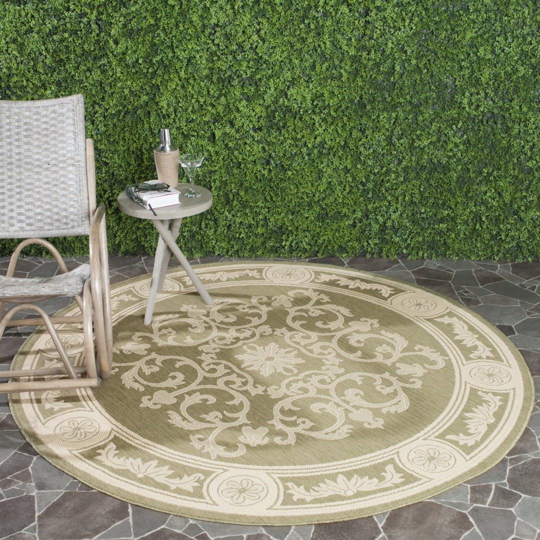 SAFAVIEH Outdoor CY2914-1E06 Courtyard Olive / Natural Rug Image 9