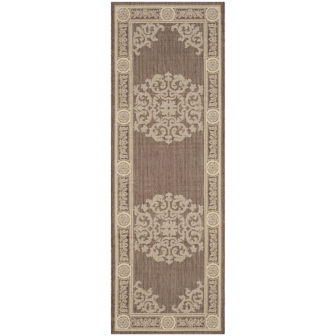 SAFAVIEH Outdoor CY2914-3409 Courtyard Chocolate / Natural Rug Image 6