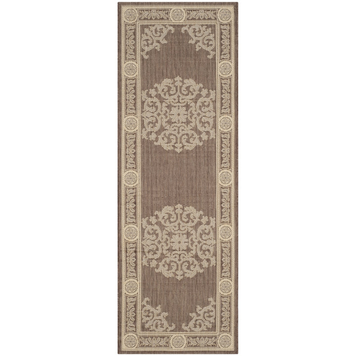 SAFAVIEH Outdoor CY2914-3409 Courtyard Chocolate / Natural Rug Image 6