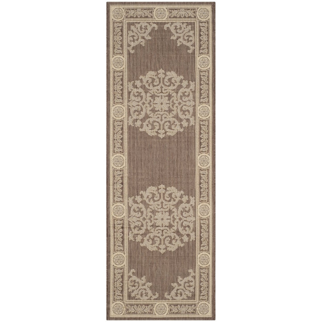 SAFAVIEH Outdoor CY2914-3409 Courtyard Chocolate / Natural Rug Image 1