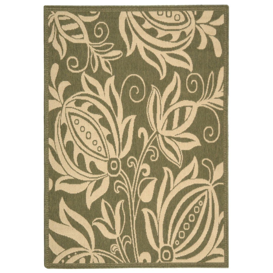 SAFAVIEH Outdoor CY2961-1E06 Courtyard Olive / Natural Rug Image 4