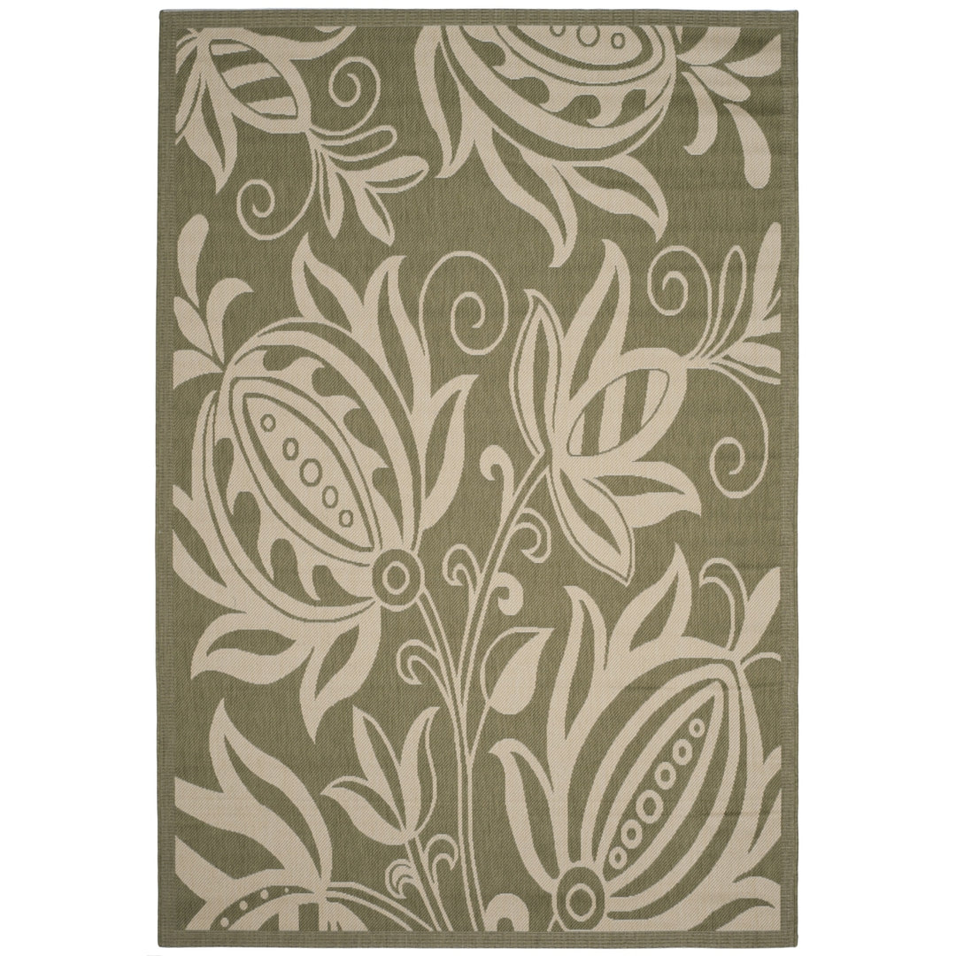 SAFAVIEH Outdoor CY2961-1E06 Courtyard Olive / Natural Rug Image 7