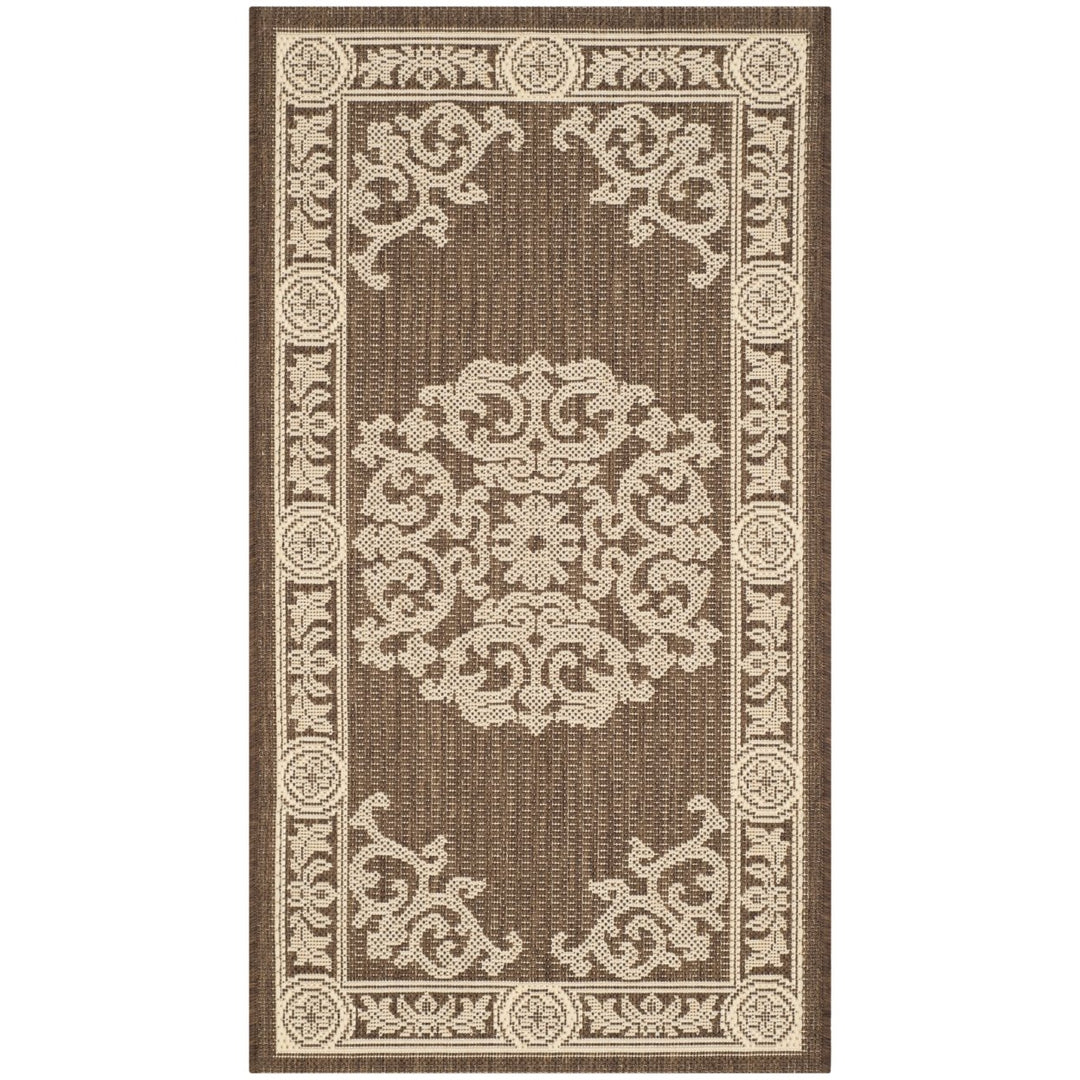 SAFAVIEH Outdoor CY2914-3409 Courtyard Chocolate / Natural Rug Image 9