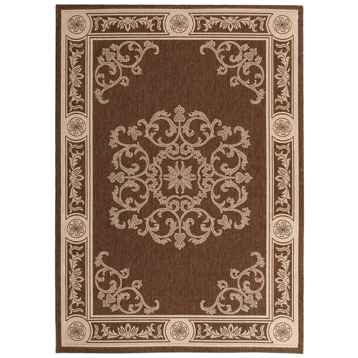 SAFAVIEH Outdoor CY2914-3409 Courtyard Chocolate / Natural Rug Image 10