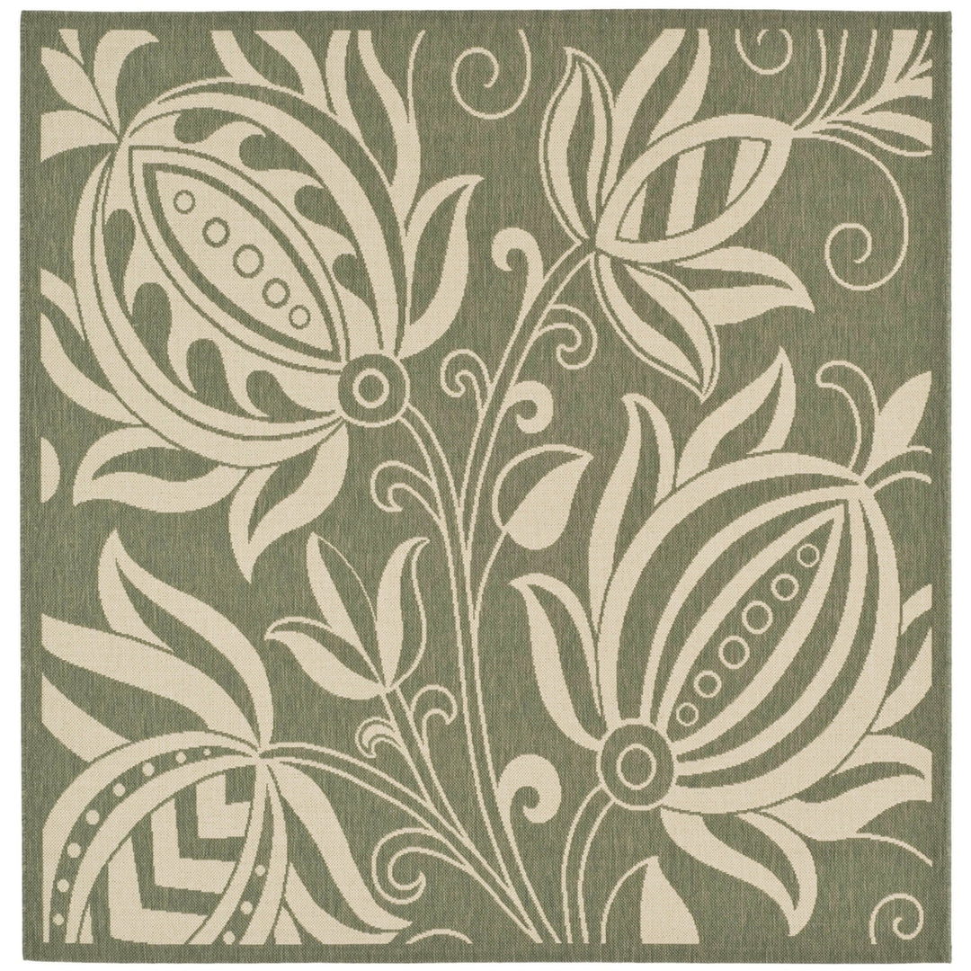 SAFAVIEH Outdoor CY2961-1E06 Courtyard Olive / Natural Rug Image 9