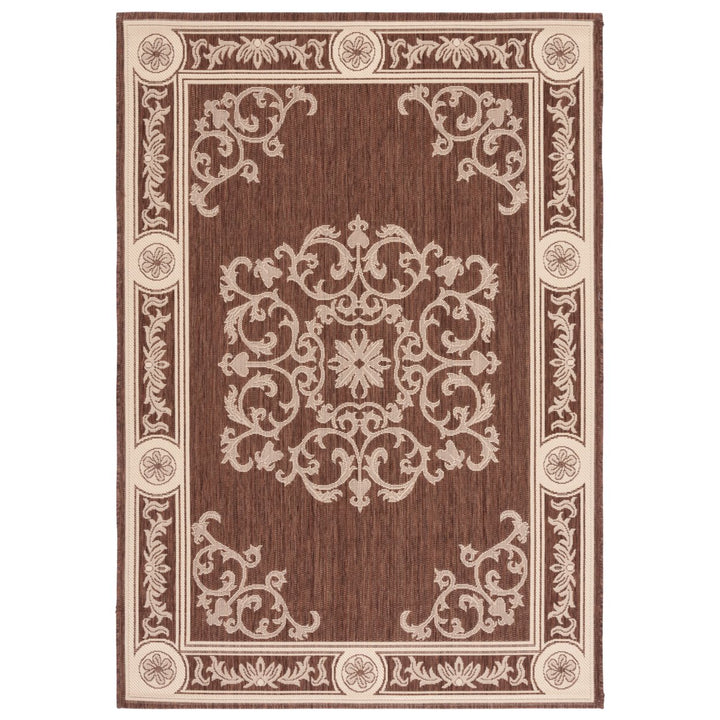 SAFAVIEH Outdoor CY2914-3409 Courtyard Chocolate / Natural Rug Image 1