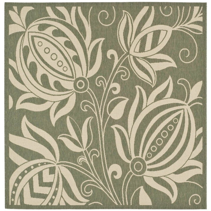 SAFAVIEH Outdoor CY2961-1E06 Courtyard Olive / Natural Rug Image 1