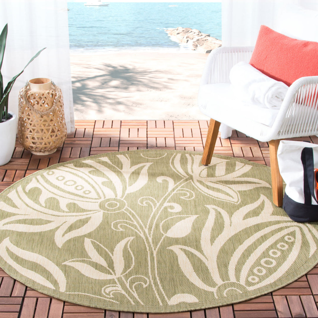 SAFAVIEH Outdoor CY2961-1E06 Courtyard Olive / Natural Rug Image 11