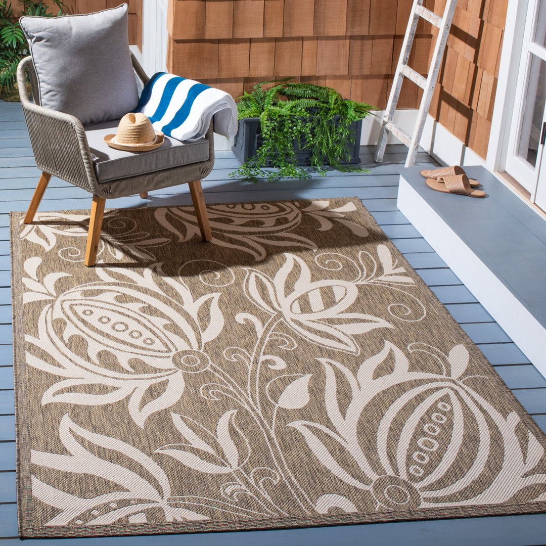 SAFAVIEH Outdoor CY2961-3009 Courtyard Brown / Natural Rug Image 1