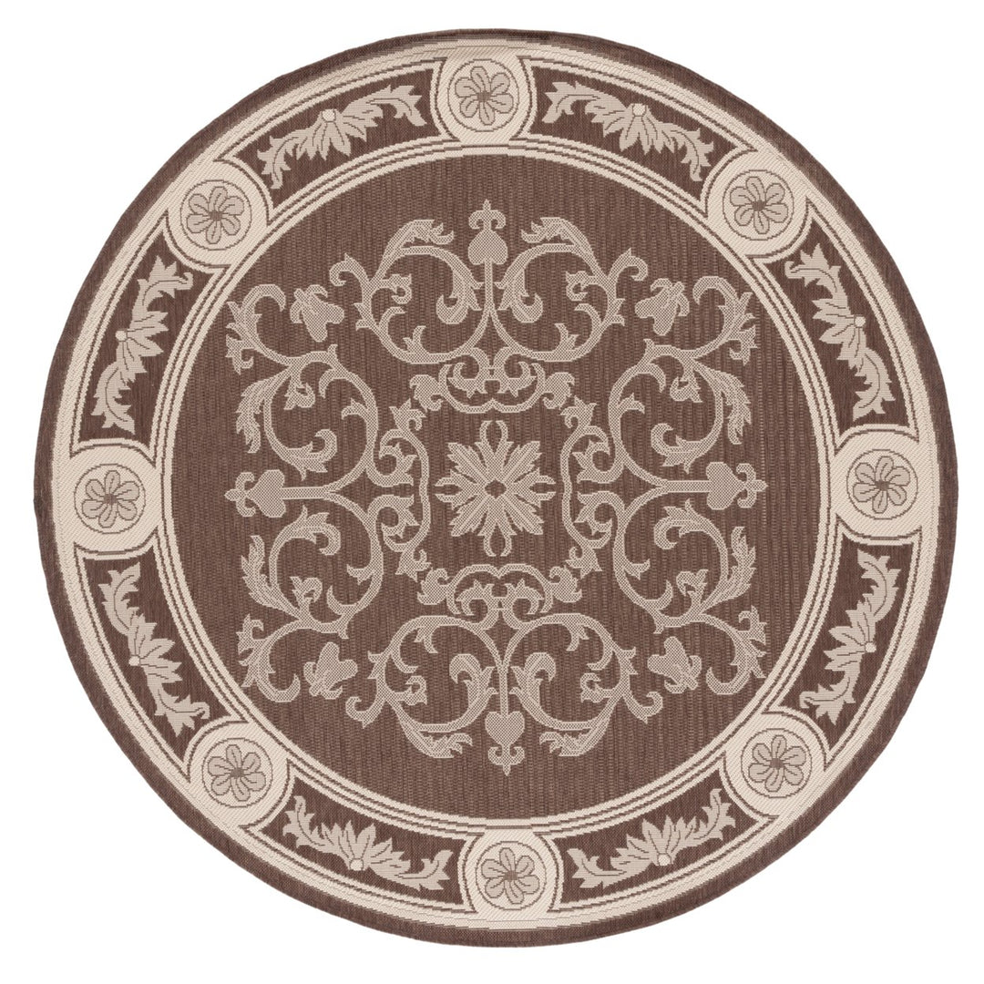 SAFAVIEH Outdoor CY2914-3409 Courtyard Chocolate / Natural Rug Image 1