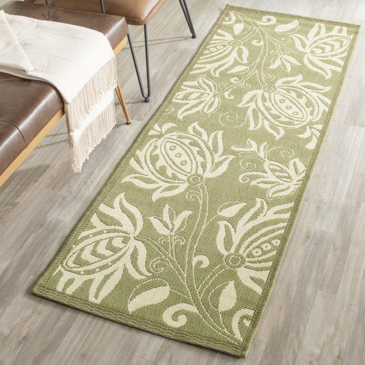 SAFAVIEH Outdoor CY2961-1E06 Courtyard Olive / Natural Rug Image 12