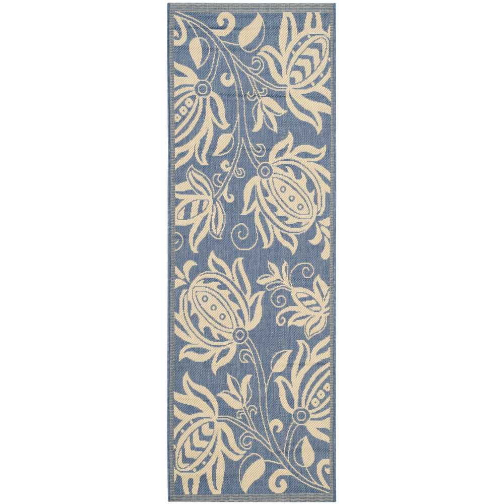 SAFAVIEH Outdoor CY2961-3103 Courtyard Blue / Natural Rug Image 2
