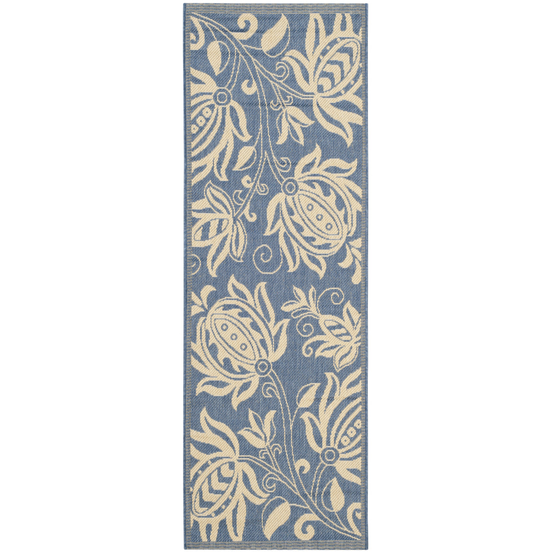 SAFAVIEH Outdoor CY2961-3103 Courtyard Blue / Natural Rug Image 2