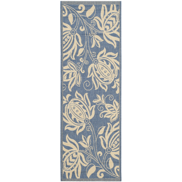 SAFAVIEH Outdoor CY2961-3103 Courtyard Blue / Natural Rug Image 2