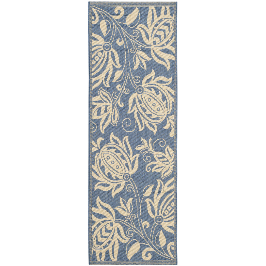 SAFAVIEH Outdoor CY2961-3103 Courtyard Blue / Natural Rug Image 3