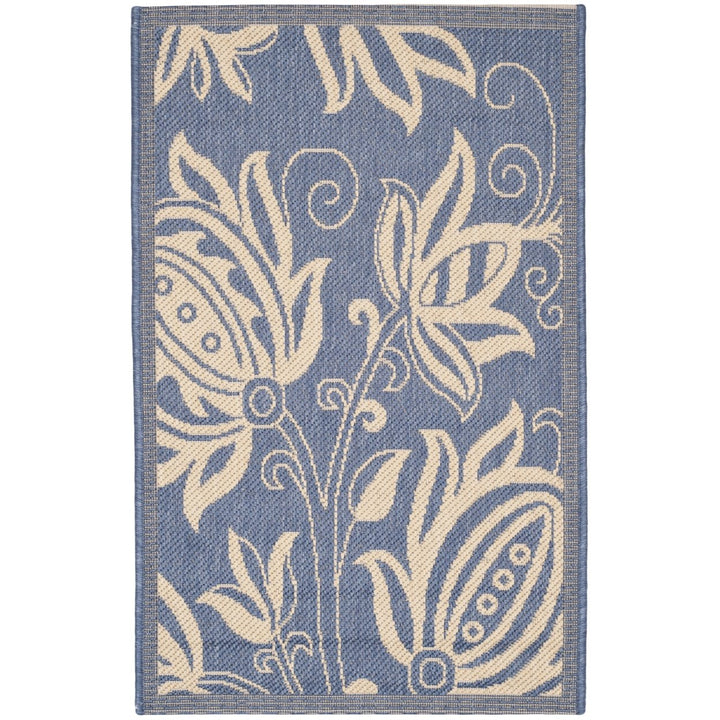 SAFAVIEH Outdoor CY2961-3103 Courtyard Blue / Natural Rug Image 1