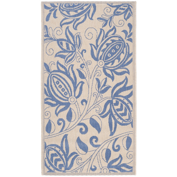 SAFAVIEH Outdoor CY2961-3101 Courtyard Natural / Blue Rug Image 2