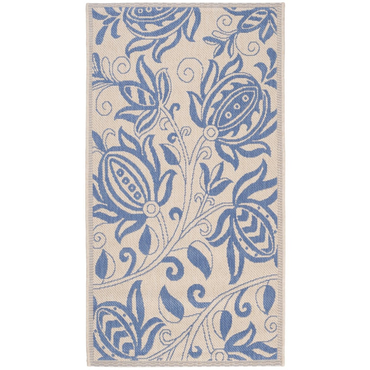 SAFAVIEH Outdoor CY2961-3101 Courtyard Natural / Blue Rug Image 1