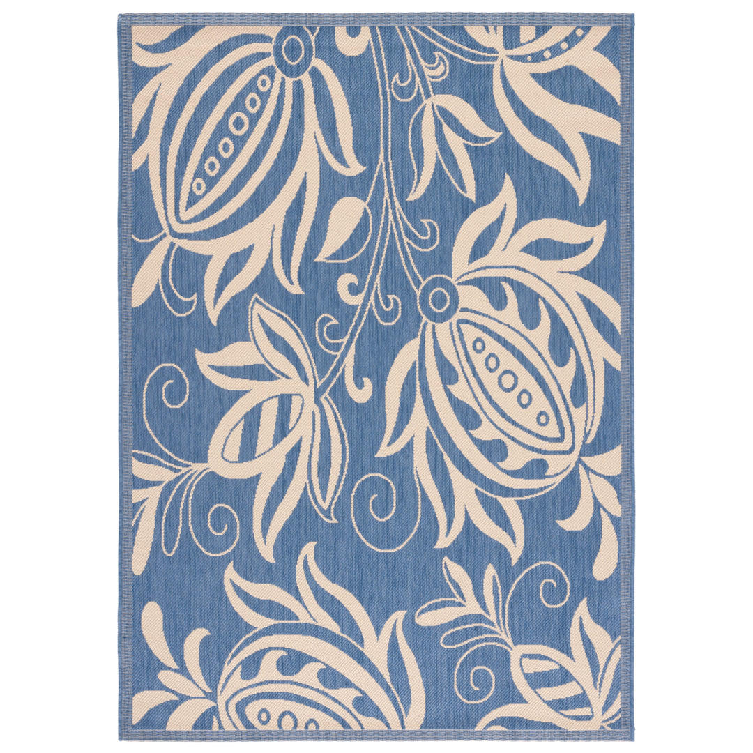 SAFAVIEH Outdoor CY2961-3103 Courtyard Blue / Natural Rug Image 6