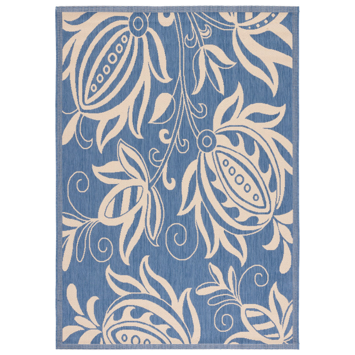 SAFAVIEH Outdoor CY2961-3103 Courtyard Blue / Natural Rug Image 6