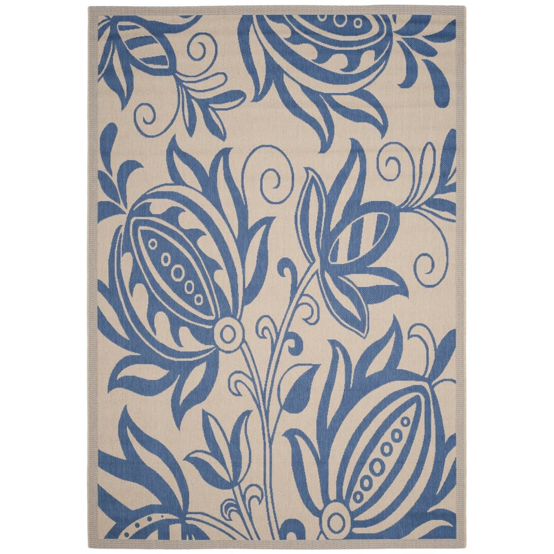 SAFAVIEH Outdoor CY2961-3101 Courtyard Natural / Blue Rug Image 1