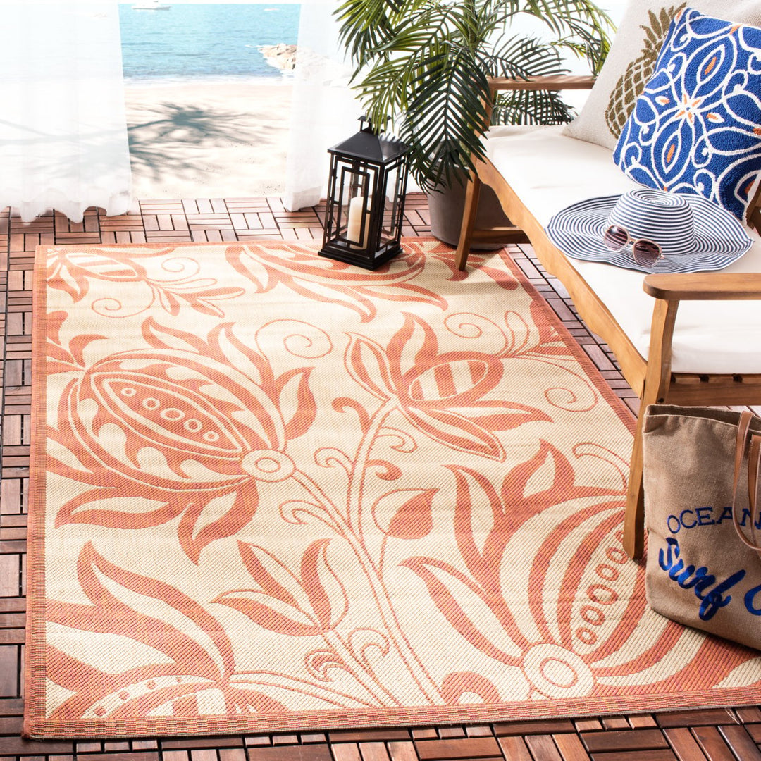 SAFAVIEH Outdoor CY2961-3201 Courtyard Natural / Terra Rug Image 1