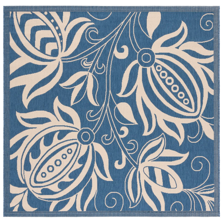 SAFAVIEH Outdoor CY2961-3103 Courtyard Blue / Natural Rug Image 1