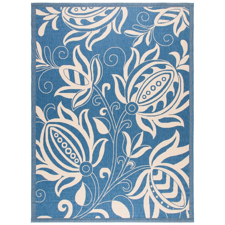 SAFAVIEH Outdoor CY2961-3103 Courtyard Blue / Natural Rug Image 1