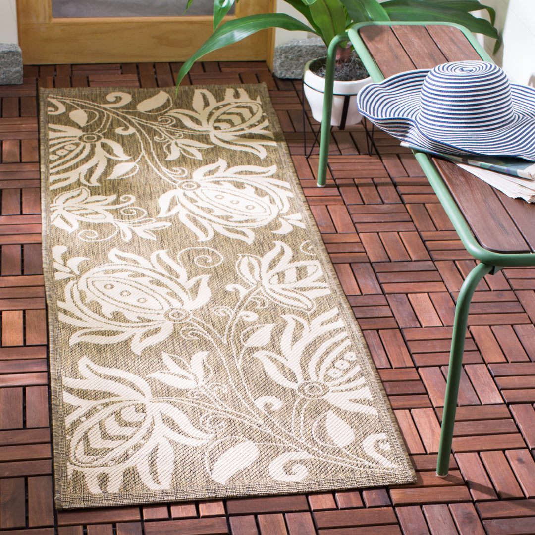 SAFAVIEH Outdoor CY2961-3009 Courtyard Brown / Natural Rug Image 12