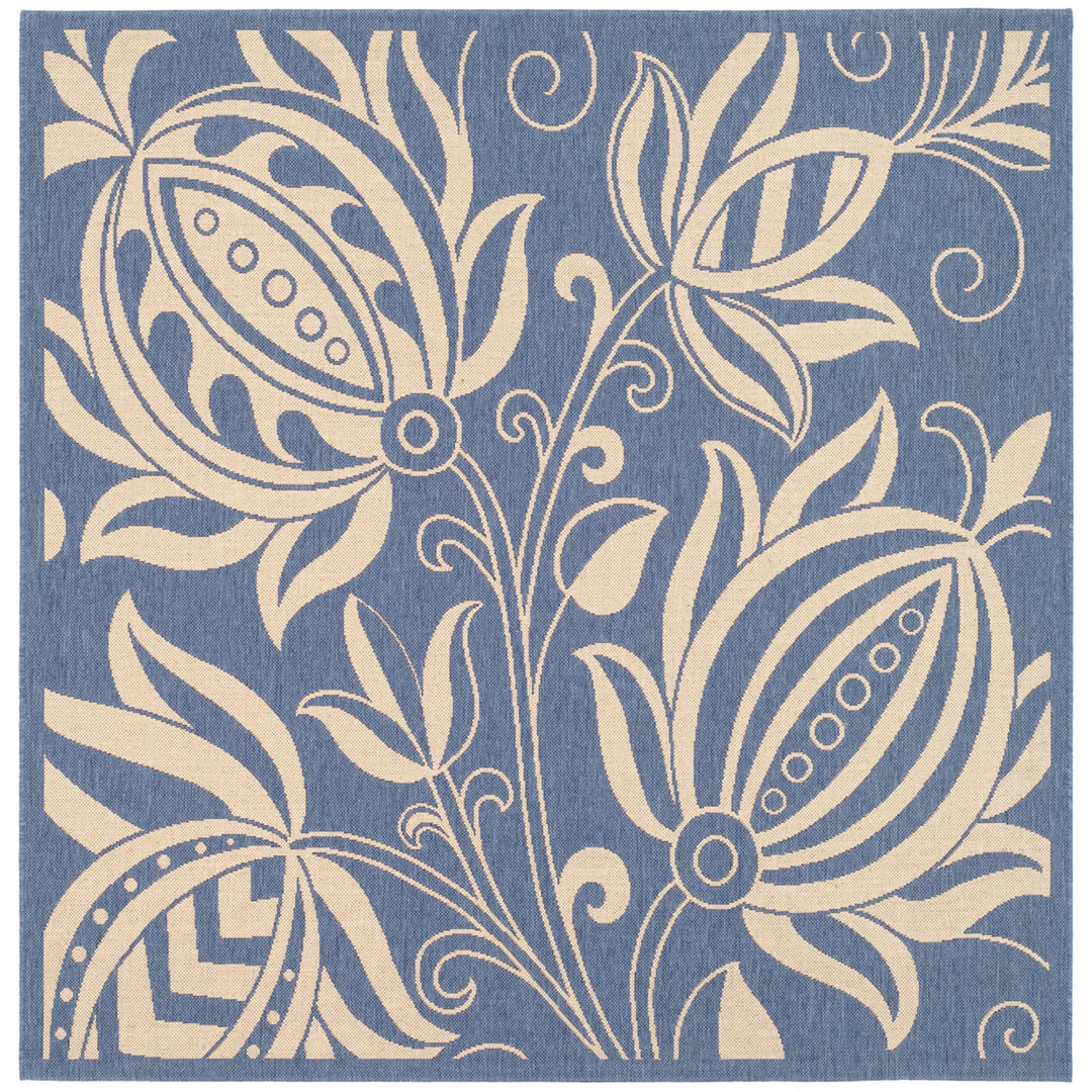 SAFAVIEH Outdoor CY2961-3103 Courtyard Blue / Natural Rug Image 11