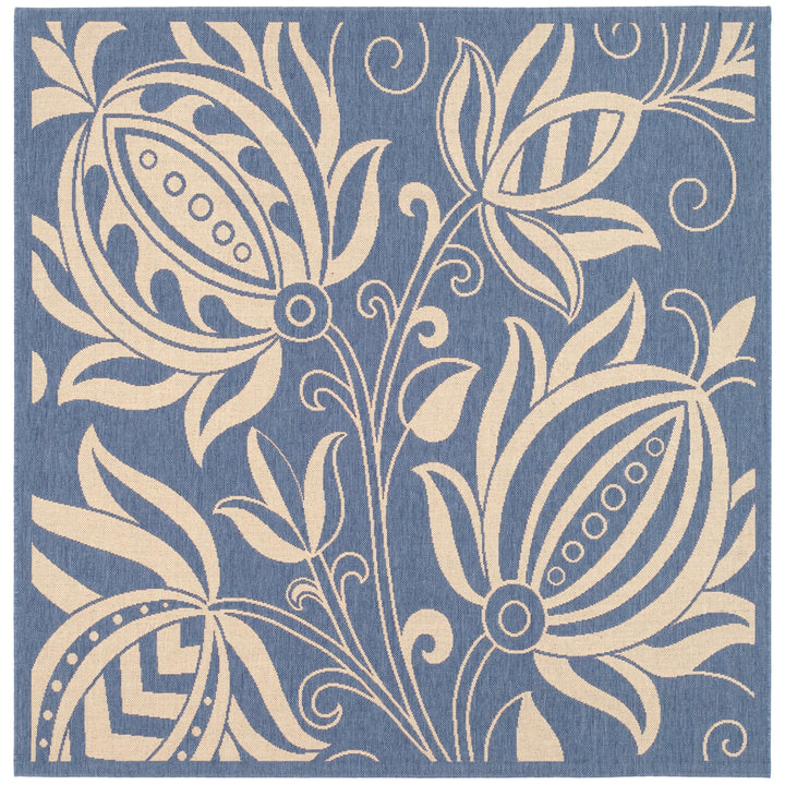 SAFAVIEH Outdoor CY2961-3103 Courtyard Blue / Natural Rug Image 11