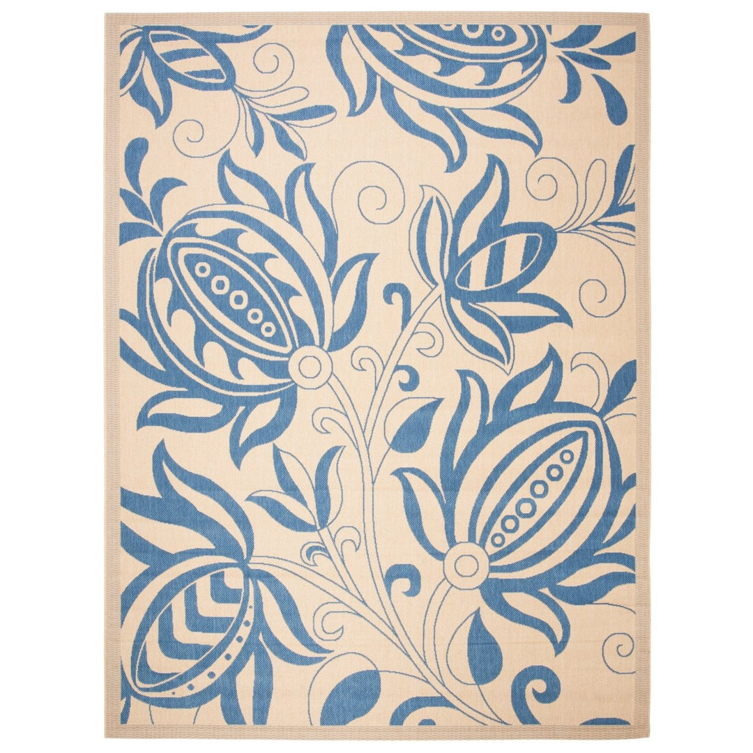 SAFAVIEH Outdoor CY2961-3101 Courtyard Natural / Blue Rug Image 1