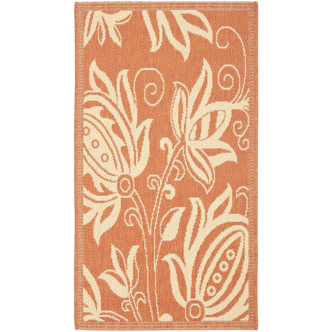 SAFAVIEH Outdoor CY2961-3202 Courtyard Terracotta / Natural Rug Image 1