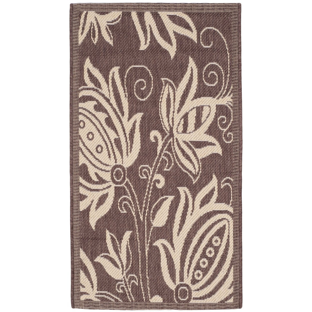 SAFAVIEH Outdoor CY2961-3409 Courtyard Chocolate / Natural Rug Image 2