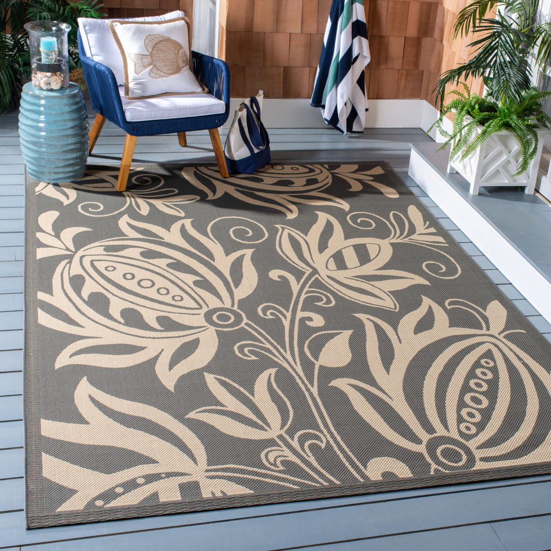 SAFAVIEH Outdoor CY2961-3606 Courtyard Grey / Natural Rug Image 1