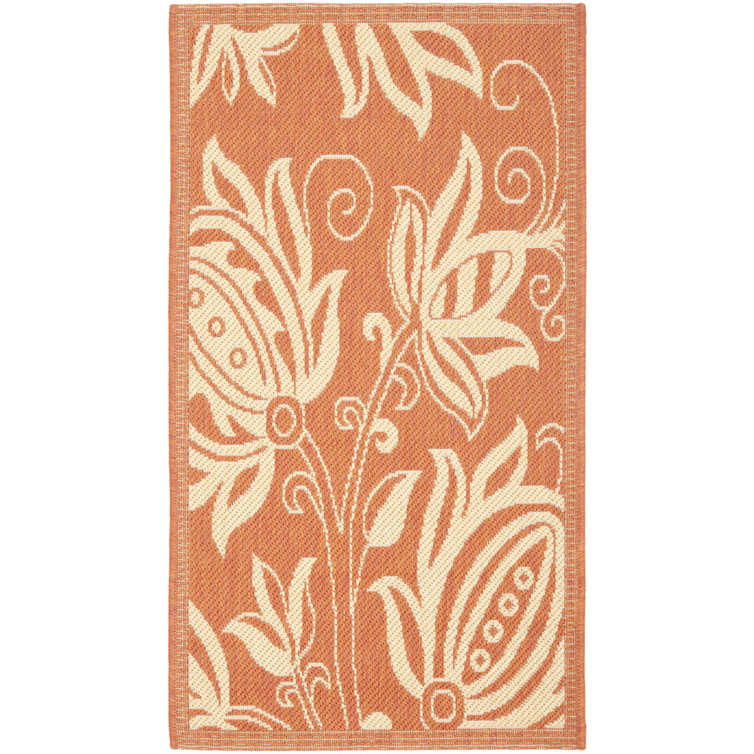 SAFAVIEH Outdoor CY2961-3202 Courtyard Terracotta / Natural Rug Image 4