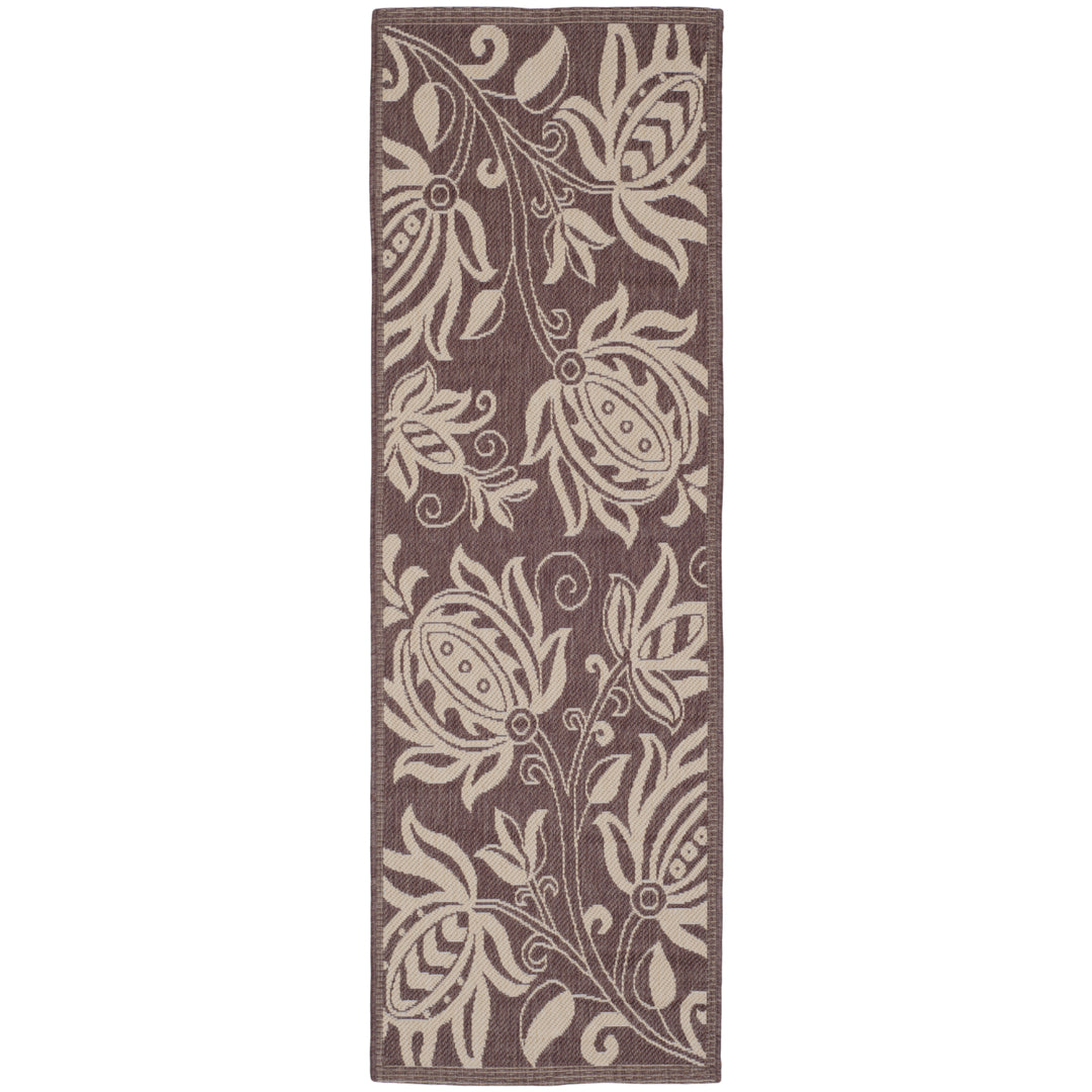 SAFAVIEH Outdoor CY2961-3409 Courtyard Chocolate / Natural Rug Image 3
