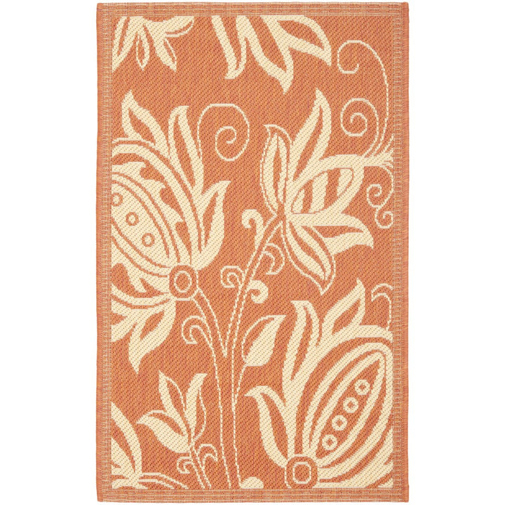 SAFAVIEH Outdoor CY2961-3202 Courtyard Terracotta / Natural Rug Image 5