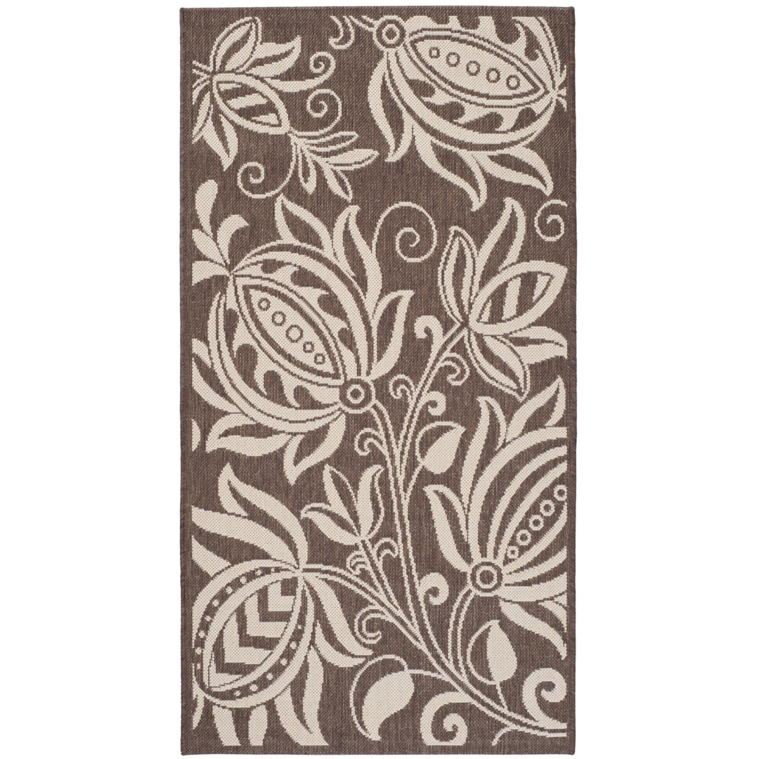 SAFAVIEH Outdoor CY2961-3409 Courtyard Chocolate / Natural Rug Image 4