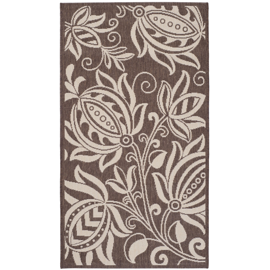 SAFAVIEH Outdoor CY2961-3409 Courtyard Chocolate / Natural Rug Image 5