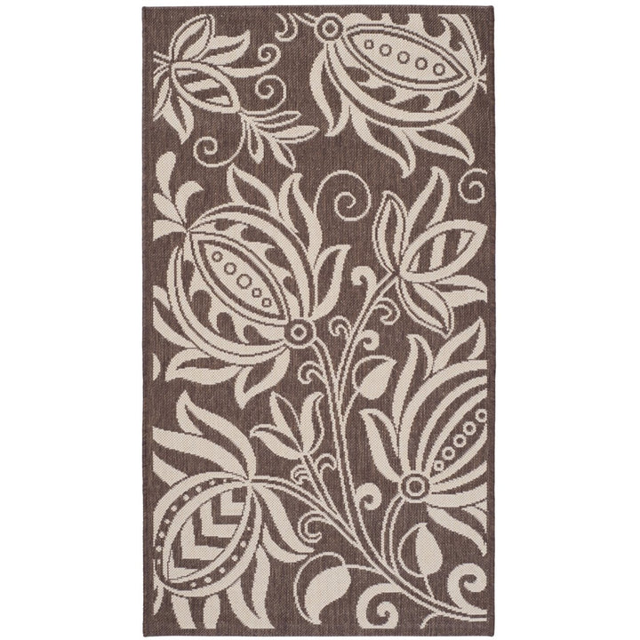SAFAVIEH Outdoor CY2961-3409 Courtyard Chocolate / Natural Rug Image 1