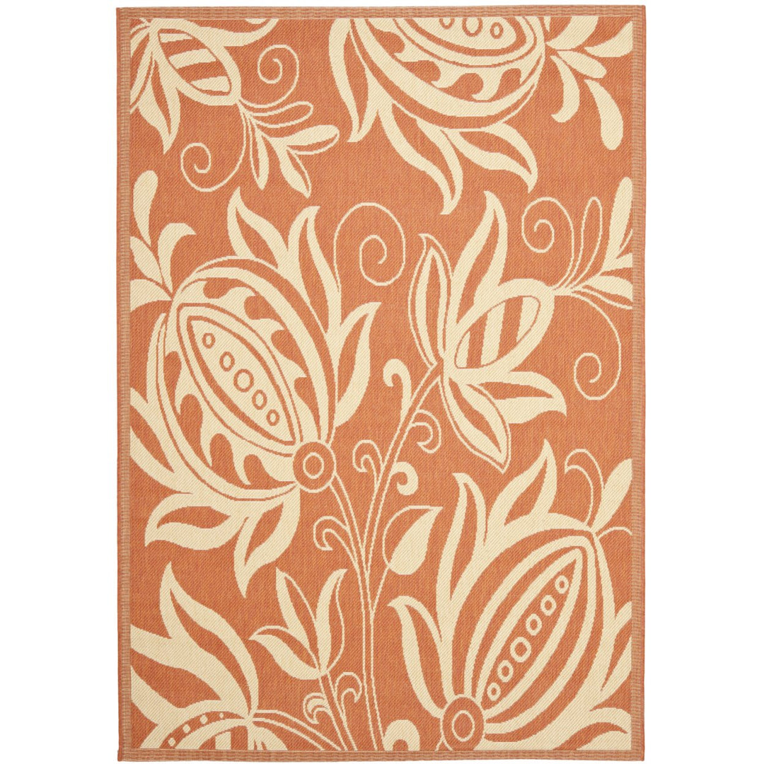 SAFAVIEH Outdoor CY2961-3202 Courtyard Terracotta / Natural Rug Image 6