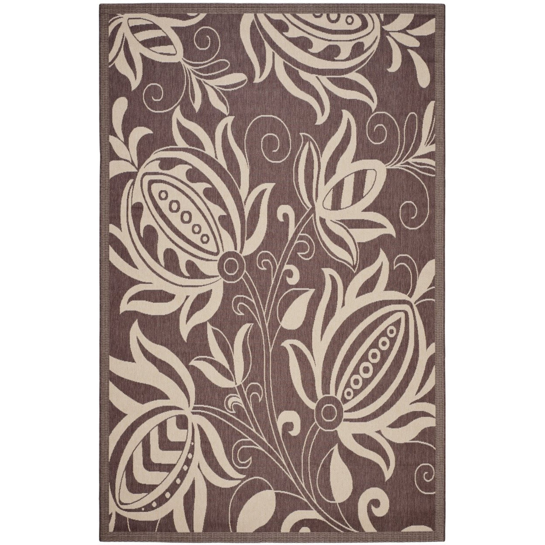 SAFAVIEH Outdoor CY2961-3409 Courtyard Chocolate / Natural Rug Image 6