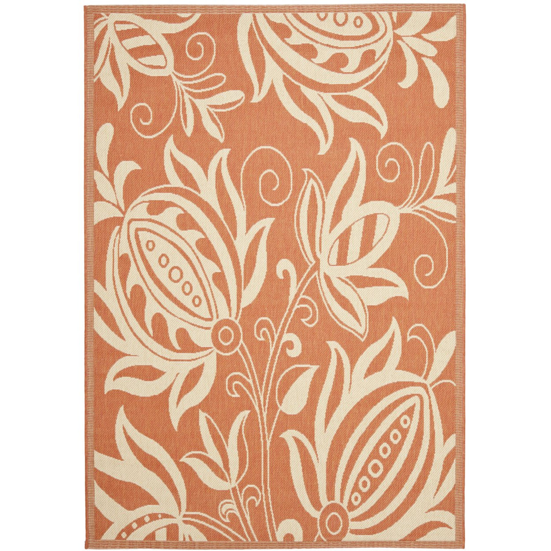 SAFAVIEH Outdoor CY2961-3202 Courtyard Terracotta / Natural Rug Image 1