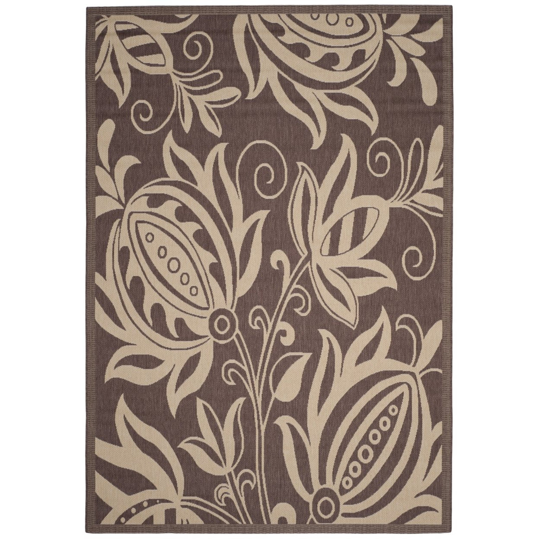 SAFAVIEH Outdoor CY2961-3409 Courtyard Chocolate / Natural Rug Image 8